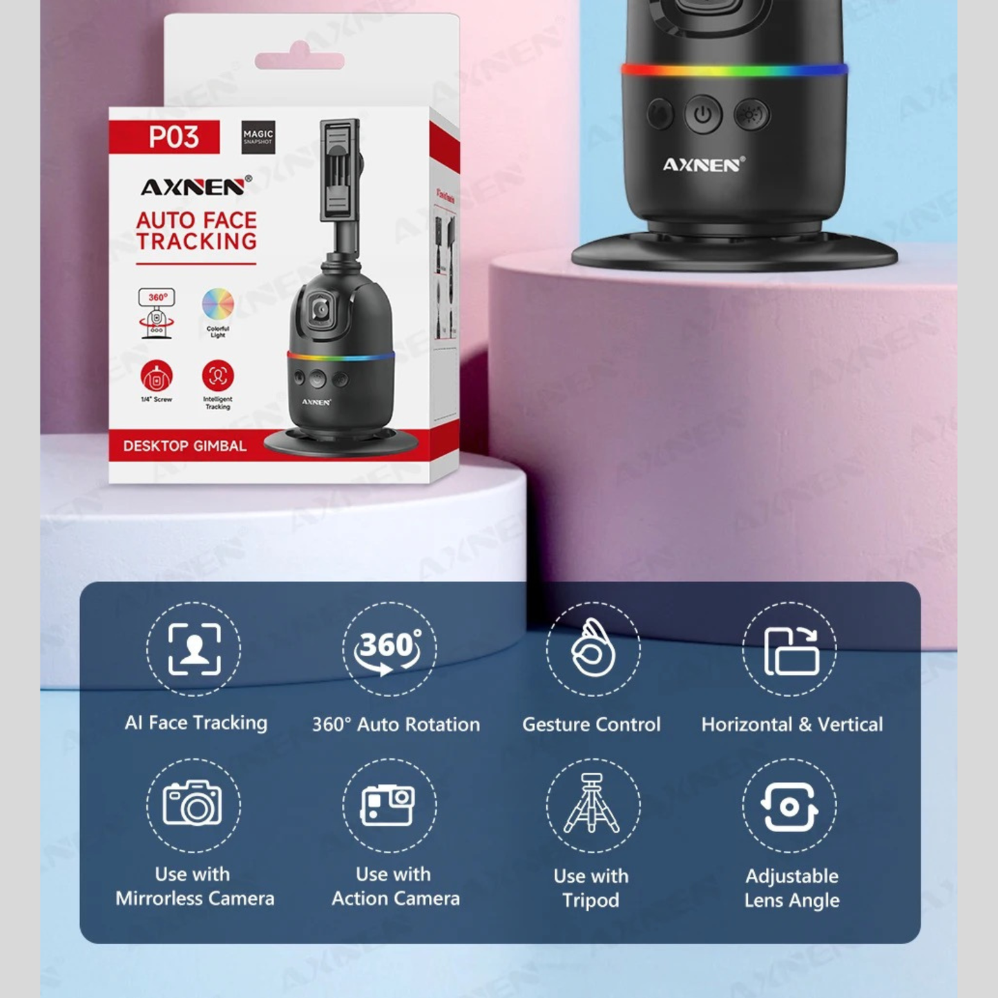 スマート360°自動追跡スマートフォンジンバル