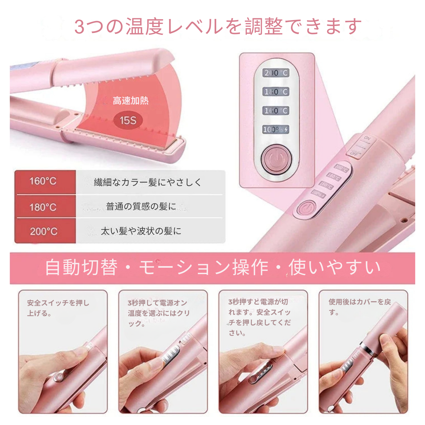 2WAYコードレスヘアアイロン（ストレート＆カール）